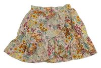 Béžovo-ružovo-farebná kvetovaná šifónová zavinovací sukňa H&M
