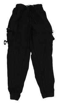 Černé plátěné cargo cuff kalhoty Primark