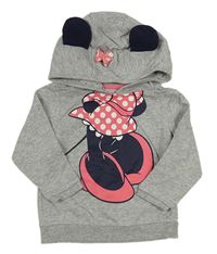 Šedá melírovaná mikina s Minnie a kapucí Disney