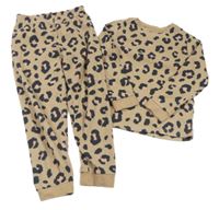 Hnědé fleecové pyžamo s leopardím vzorem M&S