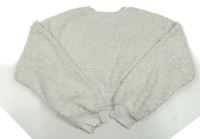 Smotanová chlpatá crop mikina H&M