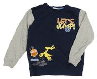 Tmavomodro-sivá mikina s motokrosařem a smajlíkom zn. Kids