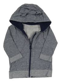 Tmavomodrá pruhovaná propínací mikina s kapucí George