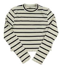 Bielo-čierne pruhované rebrované crop tričko H&M