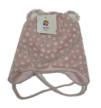 Nové - Růžová puntíkatá chupatá čepice s oušky Topomini