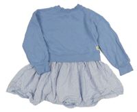 Modro-bílé teplákovo/plátěné šaty s pruhy John Lewis