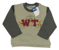 Nové - Zelenošedo-tmavosivá mikina s Púem a Tigrom Disney