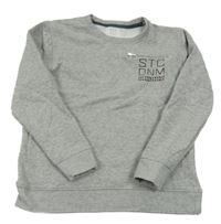 Sivá melírovaná mikina s nápisom a vreckom STC