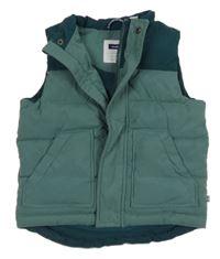 Khaki-tmavozelená šusťáková zateplená vesta Okaidi