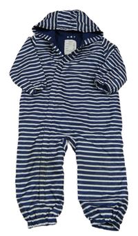 Tmavomodro-biela pruhovaná šušťáková jarná kombinéza s kapucňou M&S