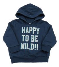 Tmavomodrá mikina s nápisom a kapucňou C&A