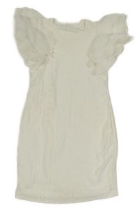 Smotanové perforované šaty s volánikmi Shein