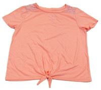 Neónově ružové melírované tričko s čipkou C&A