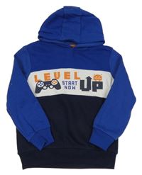 Safírovo-bielo-tmavomodrá mikina s ovladačem a kapucňou Kiki&Koko