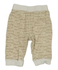 Béžovo-biele pruhované tepláky s nápismi Ergee