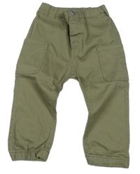 Nové - Khaki plátěné kalhoty s kapsami H&M