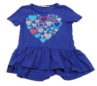 Safírová tunika se srdíčky Kids