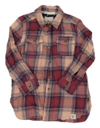 Růžovo-vínovo-tmavomodrá kostkovaná třpytivá halenka Mantaray