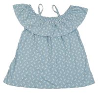 Svetlomodré tričko s ananásmi a volánem Yigga