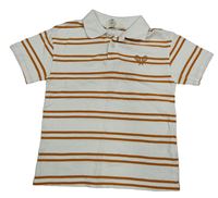 Bílo-medové pruhované polo tričko s výšivkou H&M