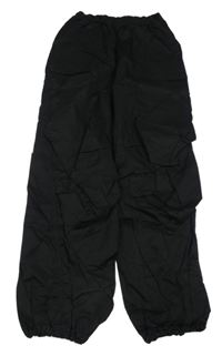 Čierne plátenné cargo cuff nohavice C&A