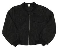 Černý šusťákový bomber s vreckami Shein