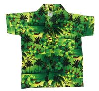 Zelená vzorovaná košeľa s kvetmi a palmami