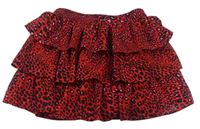 Červeno-čierna šifónová vrstvená sukňa s leopardím vzorom zn. M&S