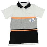 Bielo-sivo-oranžové polo tričko Urban
