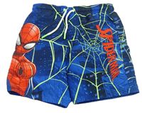 Modro-červené vzorované plážové kraťasy se Spidermanem Marvel