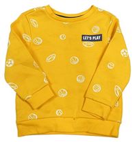 Žlutá vzorovaná mikina s míči a nášivkou Primark