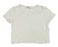Biele rebrované crop tričko H&M