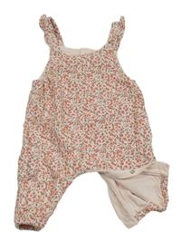 Světlerůžové květované podšité laclové manšestráky Next