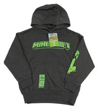 Nové - tmavošedá mikina s Minecraft a kapucí 