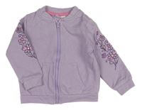Lila propínací mikina s výšivkami na rukávech Pep&Co