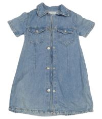 Modré propínací riflové šaty s límečkem Zara