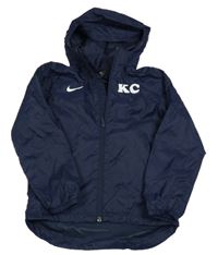 Tmavomodrá šusťáková sportovní funkční bunda s logem a kapucí Nike