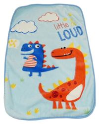 Modrá chlupatá deka s dinosaury a nápisy 