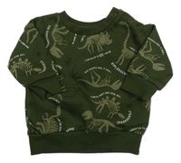 Tmavozelená mikina s dinosaury Primark