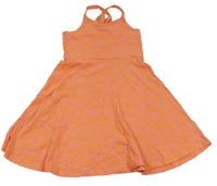 Oranžovo-ružové kvetované bavlnené šaty Tu