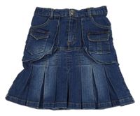 Tmavomodrá rifľová skladaná sukňa