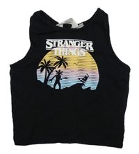 Čierny rebrovaný crop top s potlačou H&M