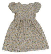 Světlemodro-žlté kvetované šaty Primark