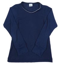 Tmavomodré žebrované spodní triko 