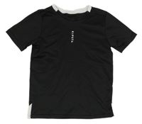 Čierne športové funkčné tričko s logom Kipsta