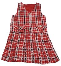 Červeno-biele kockované úpletové šaty Matalan