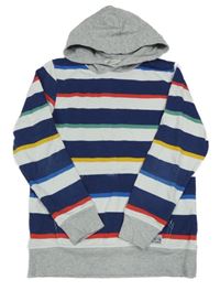 Tmavomodro-bielo-sivá pruhovaná mikina s kapucňou H&M