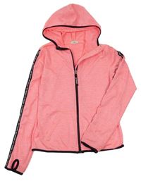 Neonově lososová melírovaná sportovní propínací mikina s kapucí H&M