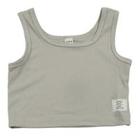 Sivý rebrovaný crop top