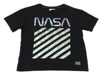 Čierne tričko s potlačou a nápisem - Nasa C&A